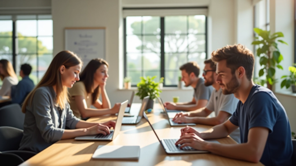 Personnes travaillant sur des projets de revenus complémentaires dans un environnement collaboratif moderne